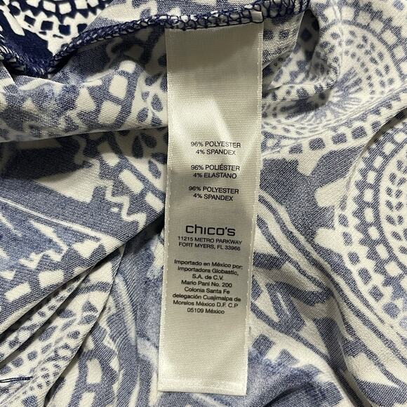 Chico's Palazzo Pants Plus Size 4 XXL Navy White Ikat Mandala Boho Resort - Picture 12 of 15